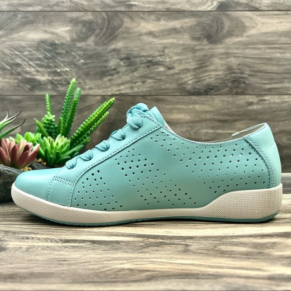 NIB Dansko Orli Nappa Leather Sneaker Aqua Blue - Picture 5 of 13